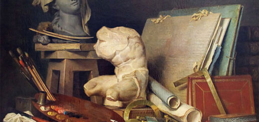 Les Attributs de la peinture, de la sculpture et de l’architecture par Anne Vallayer-Coster, musée du Louvre.